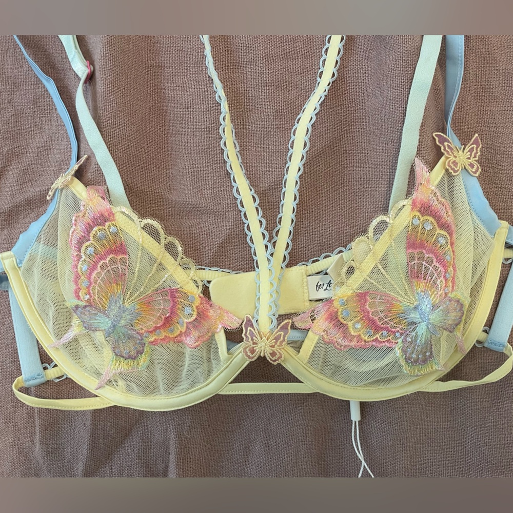 For Love & Lemons Butterfly Embroidered Bra